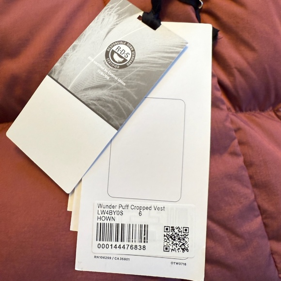 Japan Exclusive Lululemon Wunder Puff Cropped Vest Sz 6 Heathered Roasted Brown - Picture 7 of 12